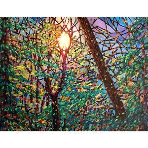 Art Print my Original Work 11" x 14" "Stained Glass and Confetti" Acid Free